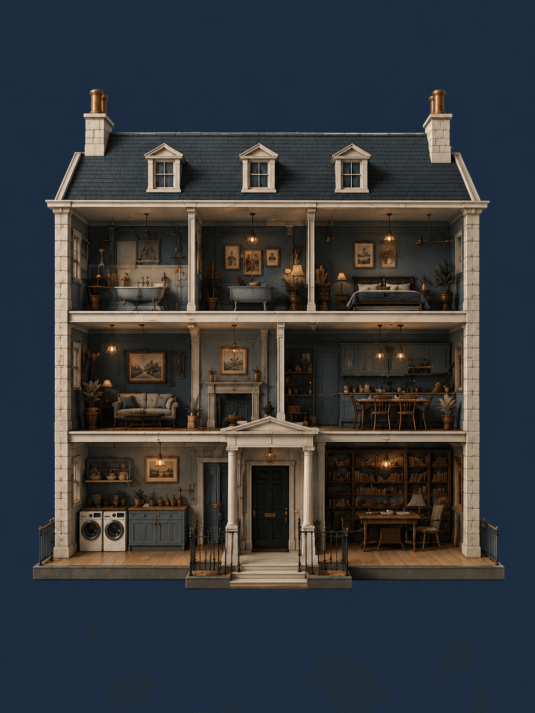 Steward mode — a cutaway Georgian house.